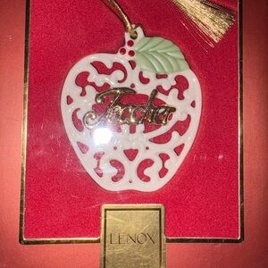 Lenox Red and Gold Teacher Apple Ornament